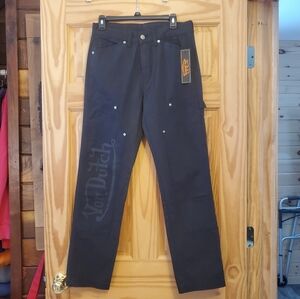 NWT Von Dutch Black Cargo Jeans Unisex 28 X 30